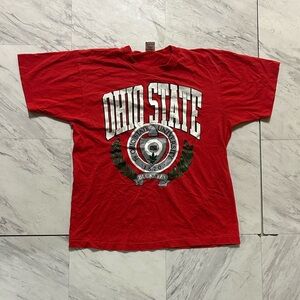Vintage 89’ Fruit of the Loom Ohio state university Red single stitch T-shirt